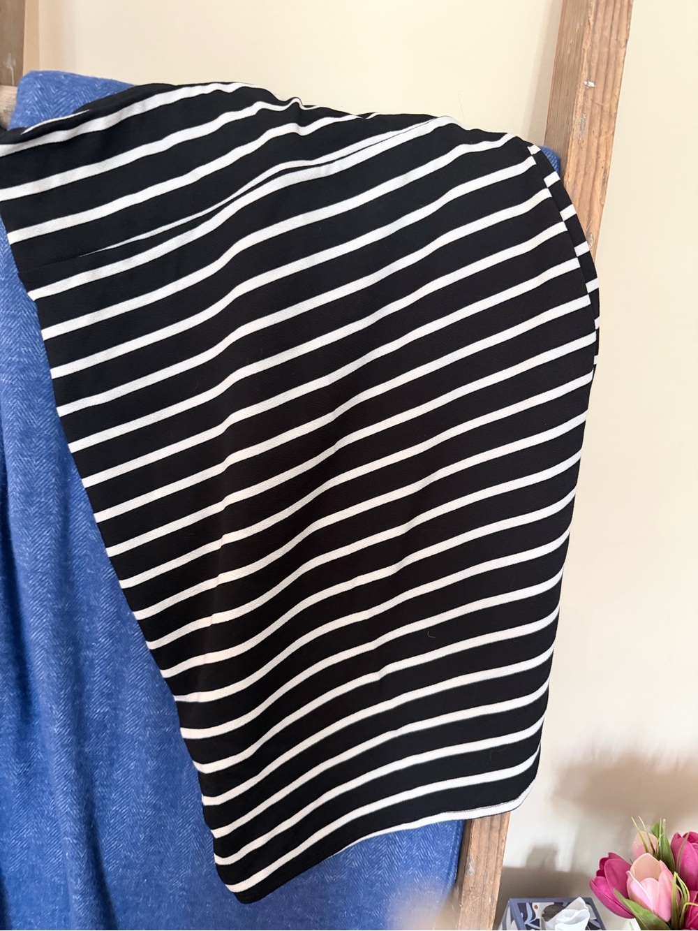 Agnes & Dora Black and White Striped Pencil Skirt